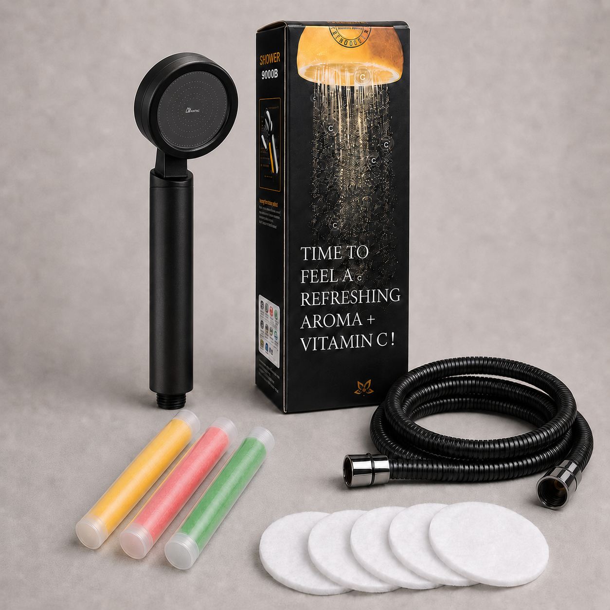 Aroma Sense AS-9000B musta suihkupaketti letkulla