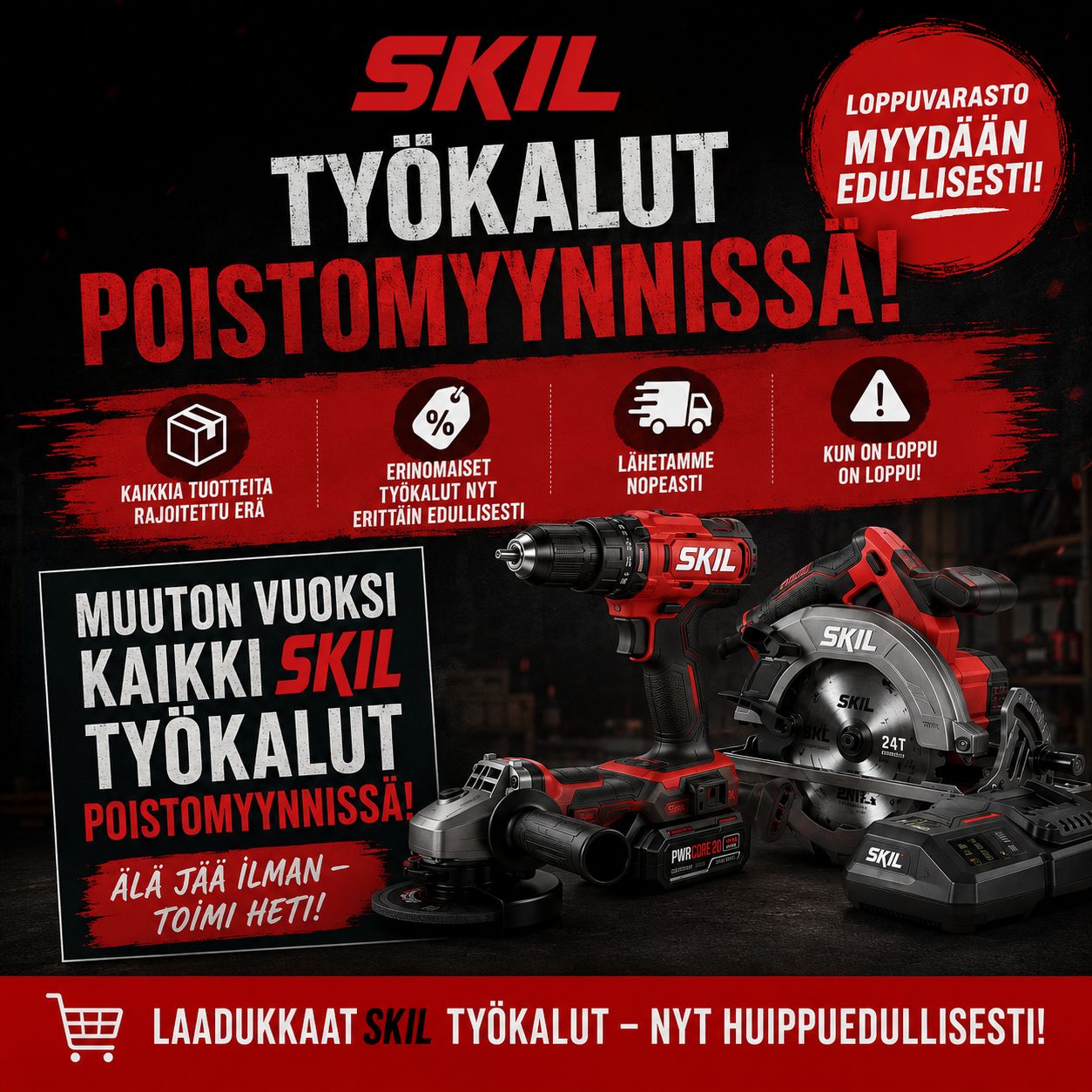 Työkalujen poistomyynti