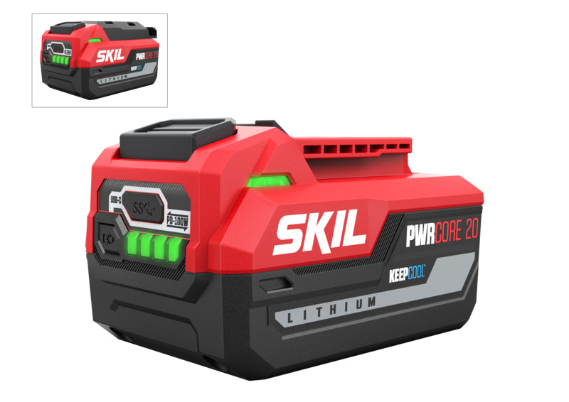 SKIL 3144AA 4 Ah akku USB-C liitännällä. Virtaa myös kännykkään ja laptopiin.